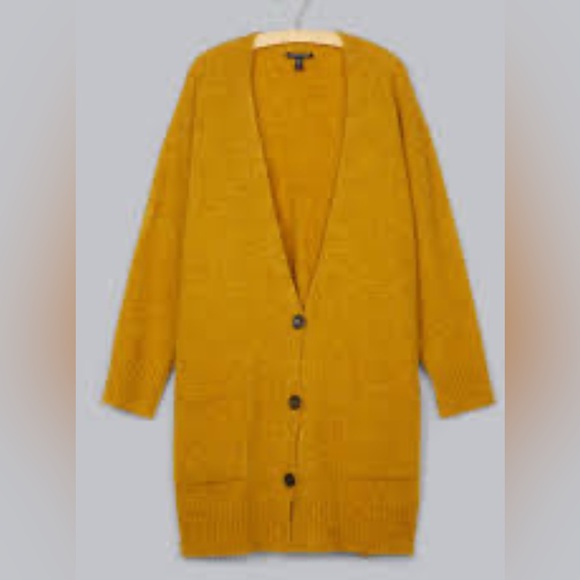 NWT $398 Eileen Fisher Mohair Wool V Neck Cardigan Sweater Burnished Gold Medium - Picture 3 of 10